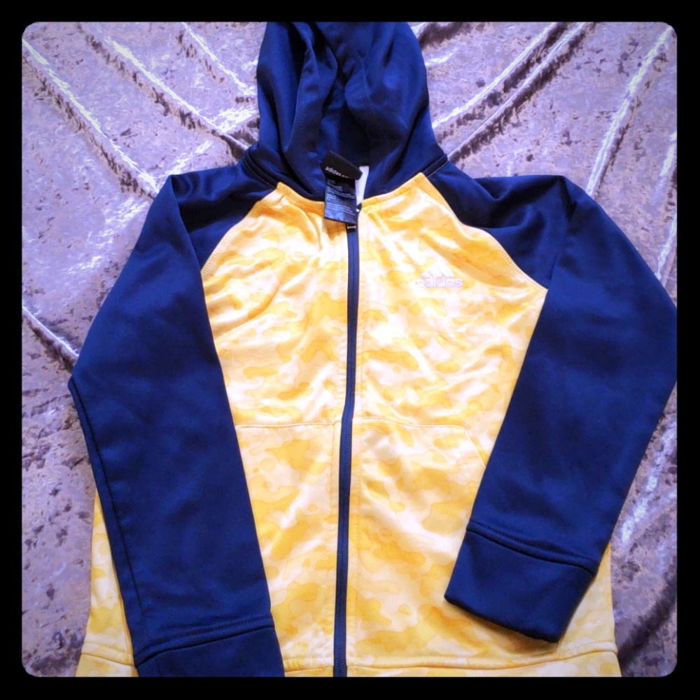 Adidas hoodie blue & gold